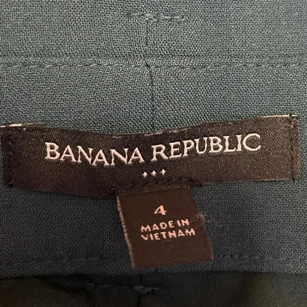 Banana Republic Women's Blue Green Belted Knee Length Paperbag Pencil Skirt 4
